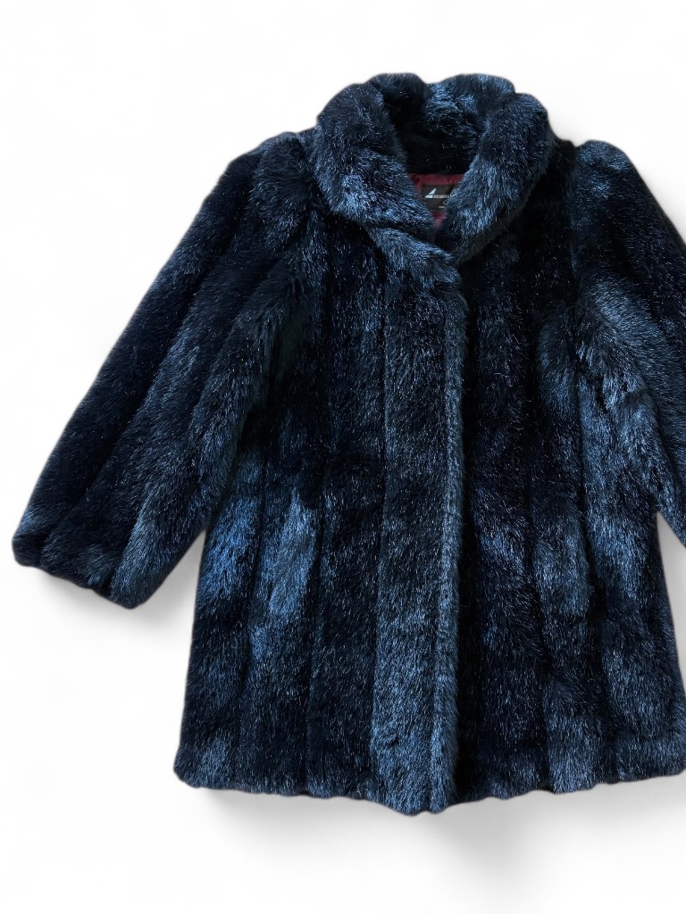 Vintage Black Faux Fur Coat Winter Fall Jacket Made in USA